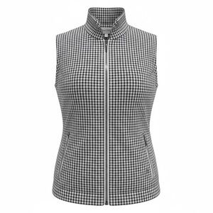 Sport Haley Black and White Gingham Zip-Front Sleeveless Vest